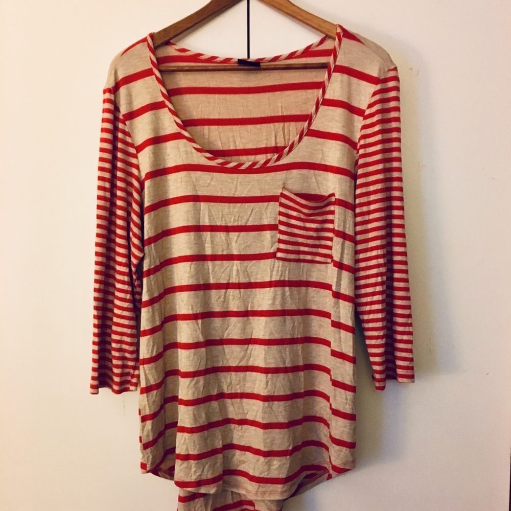 Red and cream striped shirt
